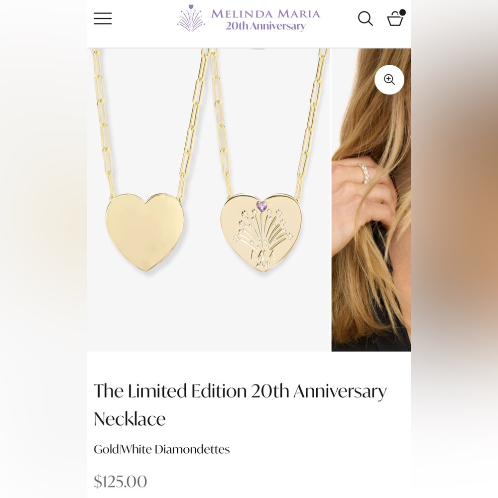 Melinda Maria Gold Heart Necklace 20th anniversary NEW